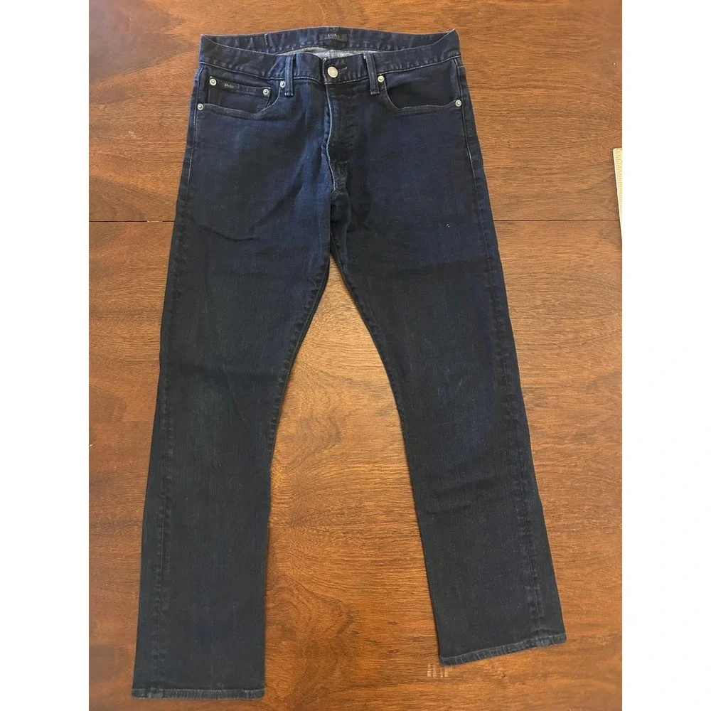 Polo Ralph Lauren Jeans Mens 32x32 Blue Straight Dark Wash Stretch Denim
